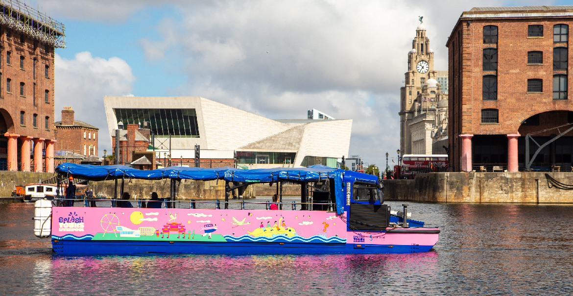 Amphibious Vehicle in the waters of Liverpool Dock