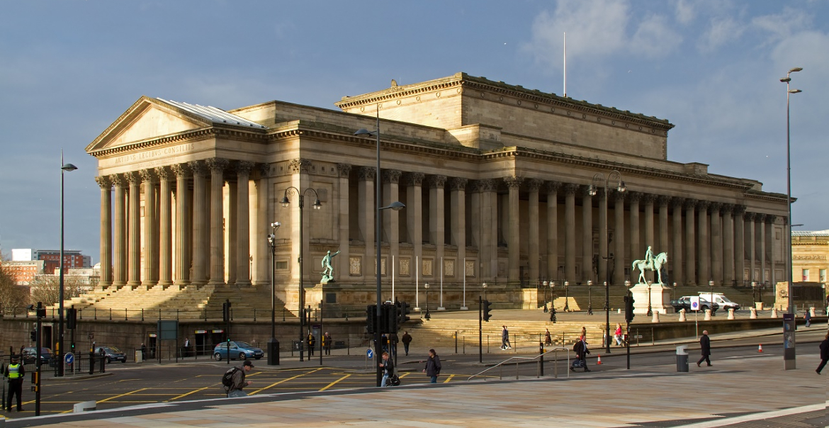 An external shot of St George's Hall on a sunny day.