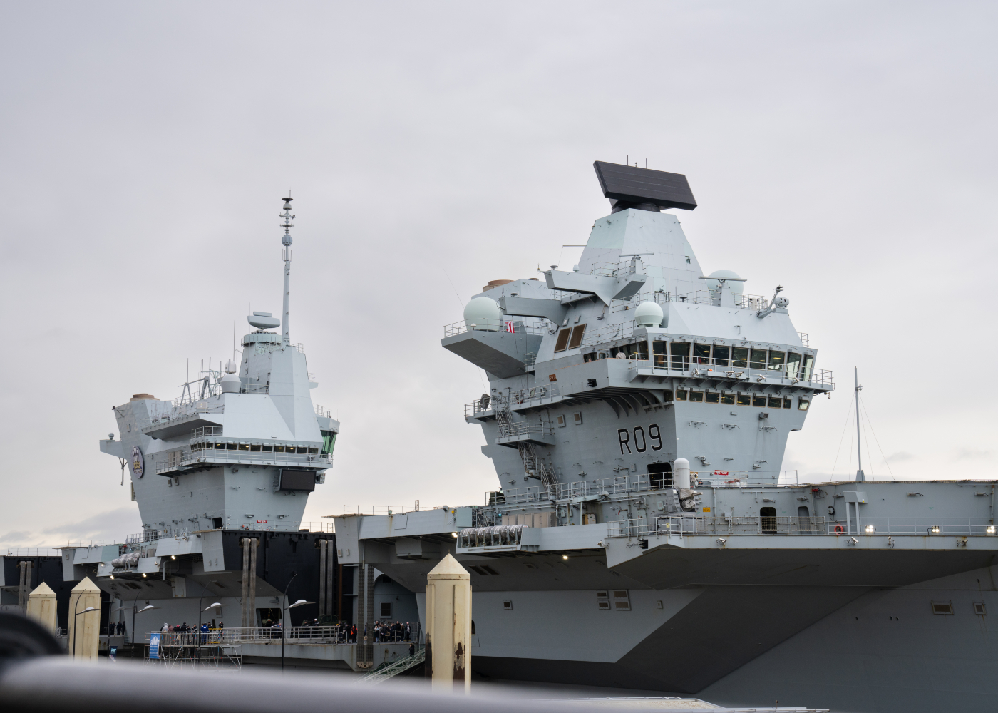 picture of the exterior of HMS Prince of Wales berthed in Liverpool